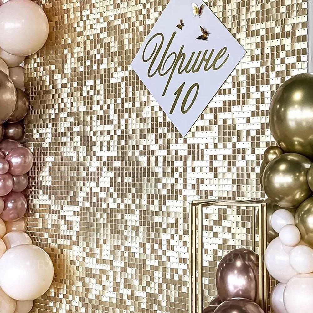 Sequin Fabric Panel - Champagne Gold Shimmer Backdrop Panels 12/24pcs