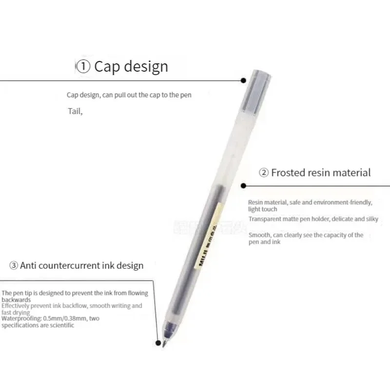 6/8Pcs/Set MUJIs Gel Pen Black - Muji Stationery Gel Pen ulasan dan harga