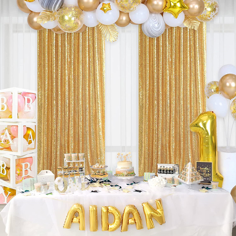 Gold/Silvery Sequin Backdrop C - Sequin Fabric Panel ulasan dan harga