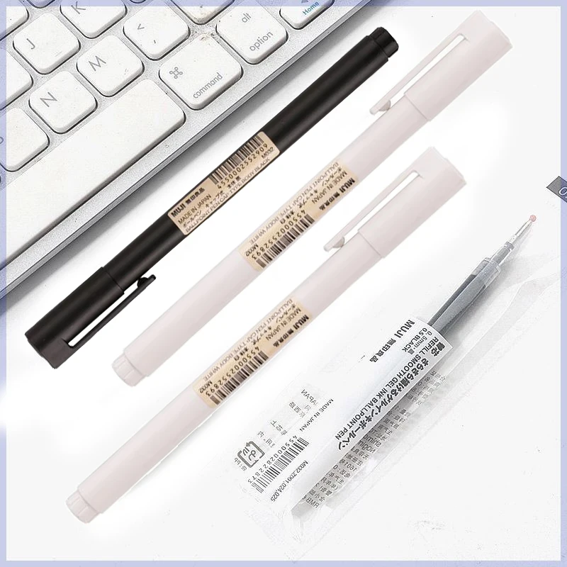 0.5mm Black/White Gel Pen Blac - Muji Stationery Gel Pen ulasan dan harga