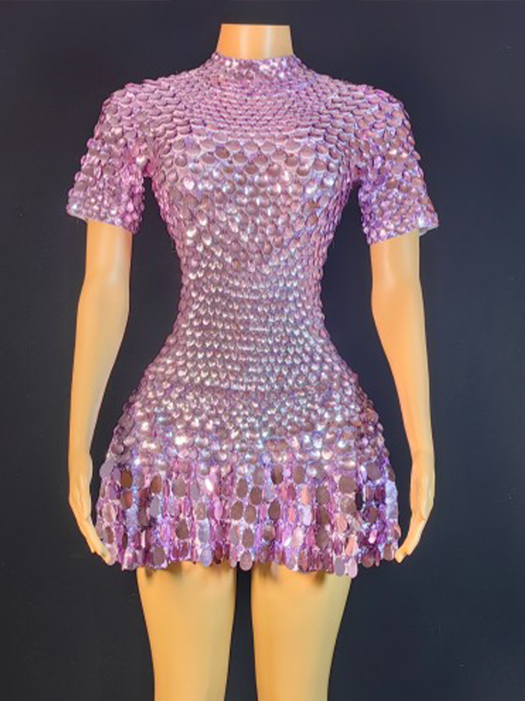 Lovely Sequins Mini Dress Sexy - Rhinestone Banding Trim ulasan dan harga