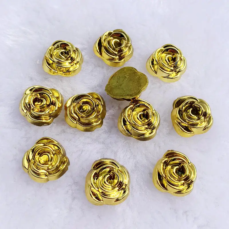 40pcs 14mm Gold Rose Flowers R - Embellishment Glue Craft ulasan dan harga