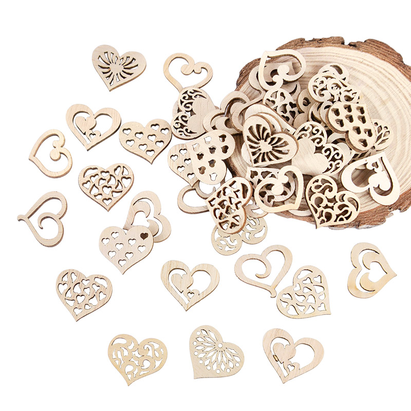 50/100pcs Hollowed Heart Patte - Craft Embellishment ulasan dan harga