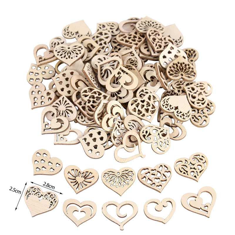 50/100pcs Hollowed Heart Patte - Craft Embellishment ulasan dan harga