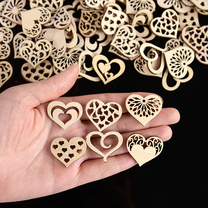 50/100pcs Hollowed Heart Patte - Craft Embellishment ulasan dan harga