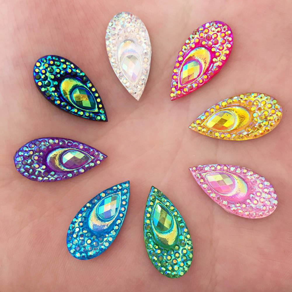 40PCS Resin 10*20mm Teardrop P - Embellishment Glue Craft ulasan dan harga