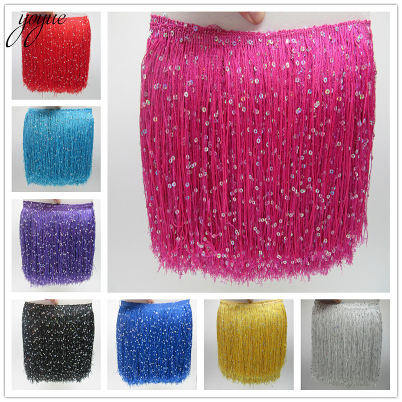 YOYUE 1Yard 20CM Long Polyeste - Beaded Trim Fringe ulasan dan harga