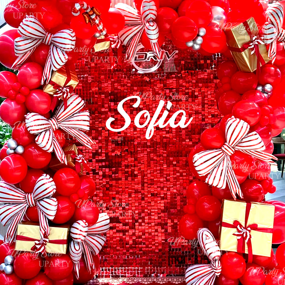 Red Shimmer Wall Backdrop Pane - Sequin Fabric Panel ulasan dan harga