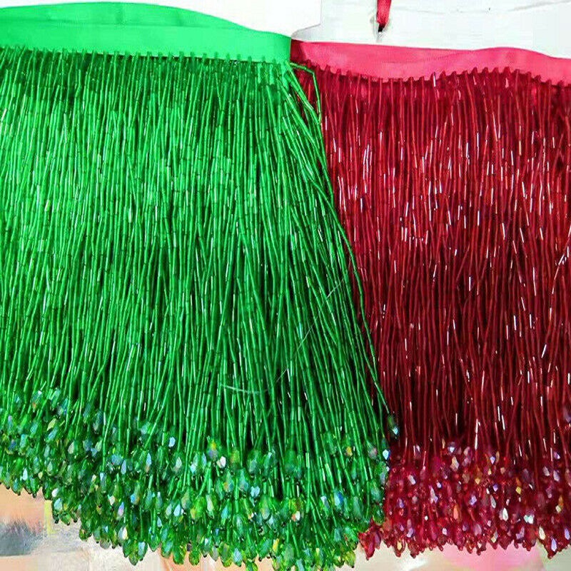 90x15cm Crystal Tassel Lace Be - Beaded Trim Fringe ulasan dan harga