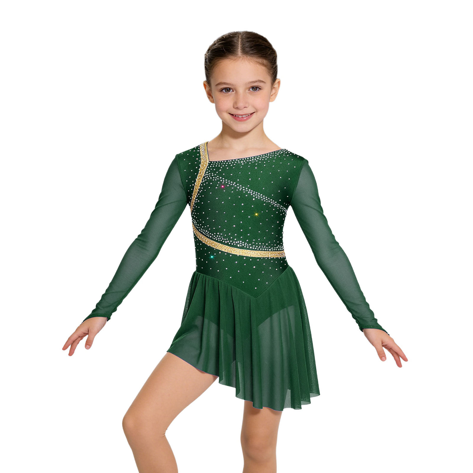Kids Girls Figure Skating Lyri - Rhinestone Banding Trim ulasan dan harga