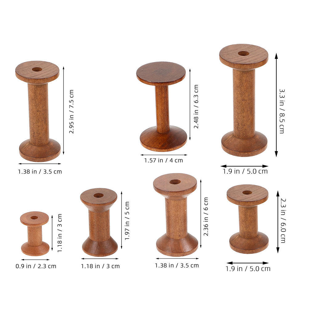 7Pcs Wooden Bobbins Set Space  - Embroidery Craft ulasan dan harga
