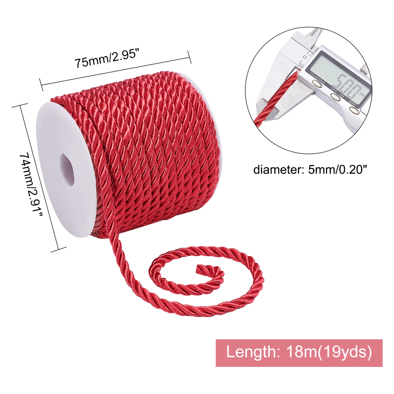 19.6 Yard Red Silk Rope 3-Ply  - Cord Trim Twisted ulasan dan harga