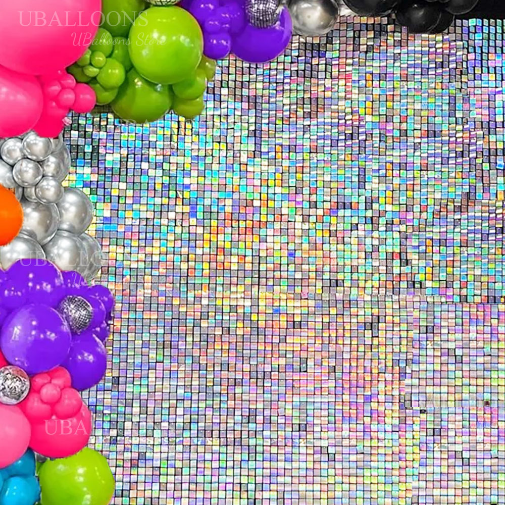 Iridescent Silver Shimmer Wall - Sequin Fabric Panel ulasan dan harga