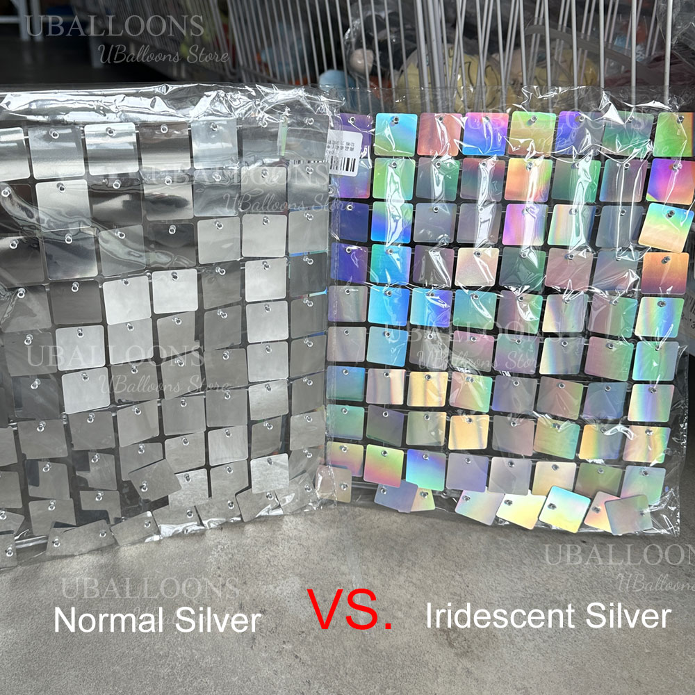 Iridescent Silver Shimmer Wall - Sequin Fabric Panel ulasan dan harga