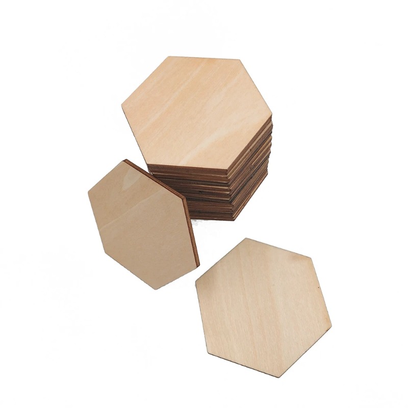 10-120mm Wooden Hexagon Blank  - Craft Embellishment ulasan dan harga