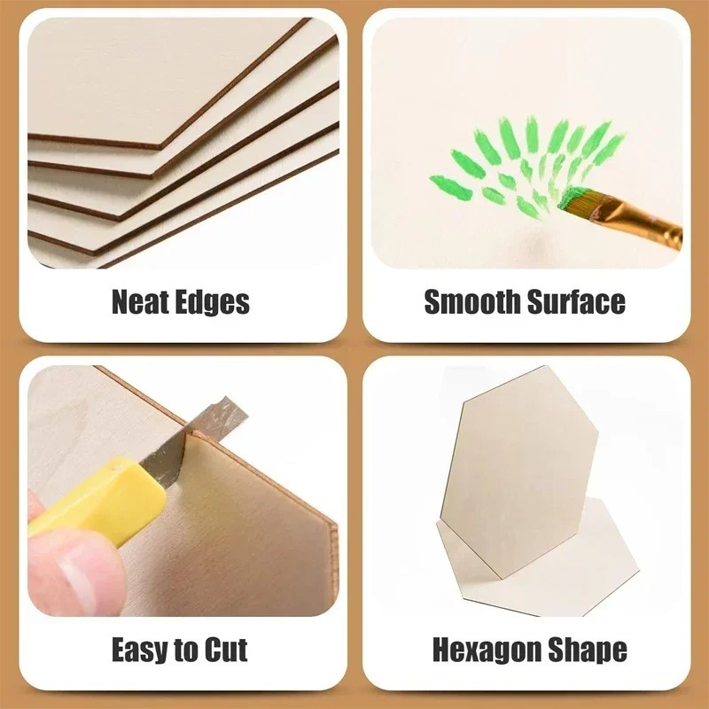 10-120mm Wooden Hexagon Blank  - Craft Embellishment ulasan dan harga